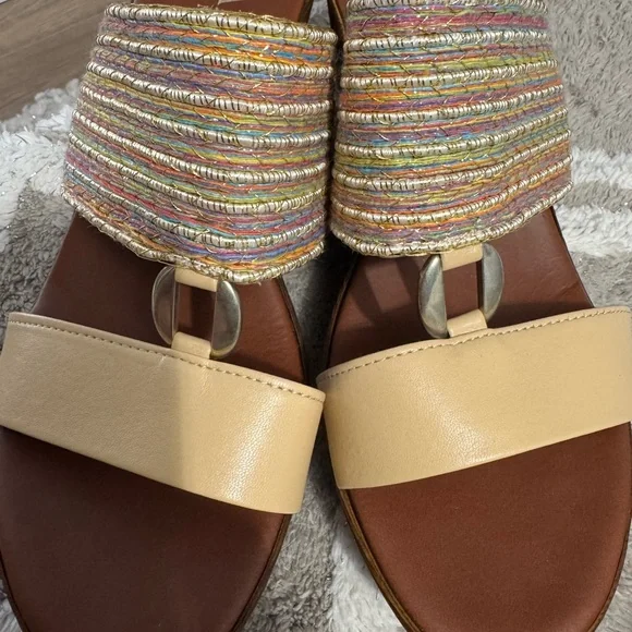 Italian Shoemakers Women's Sandals with Cream and Multicolor Straps - Picture 6 of 6